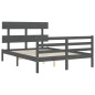 vidaXL Giroletto con Testiera Grigio Double in Legno Massello