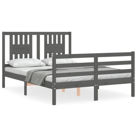 vidaXL Giroletto con Testiera Grigio 140x190 cm in Legno Massello