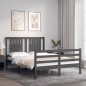 vidaXL Giroletto con Testiera Grigio 140x190 cm in Legno Massello vidaXL Giroletto con Testiera Grigio 140x190 cm in Legno Massello
