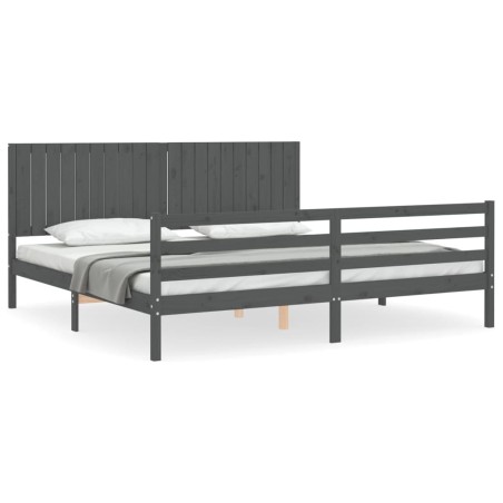 vidaXL Giroletto con Testiera Grigio 200x200 cm in Legno Massello