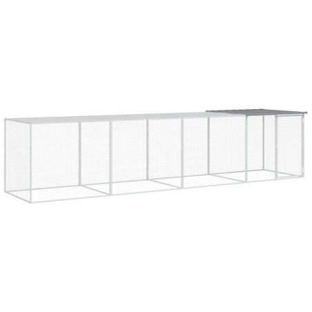 vidaXL Gabbia Polli Tetto Grigio Chiaro 403x98x90 cm Acciaio Zincato