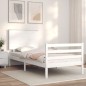 vidaXL Giroletto con Testiera Bianco 90x200 cm in Legno Massello vidaXL Giroletto con Testiera Bianco 90x200 cm in Legno Massello