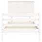 vidaXL Giroletto con Testiera Bianco 90x200 cm in Legno Massello vidaXL Giroletto con Testiera Bianco 90x200 cm in Legno Massello