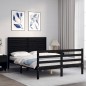 vidaXL Giroletto con Testiera Nero 140x190 cm in Legno Massello vidaXL Giroletto con Testiera Nero 140x190 cm in Legno Massello