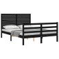 vidaXL Giroletto con Testiera Nero 140x190 cm in Legno Massello vidaXL Giroletto con Testiera Nero 140x190 cm in Legno Massello