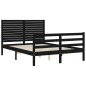 vidaXL Giroletto con Testiera Nero 140x190 cm in Legno Massello vidaXL Giroletto con Testiera Nero 140x190 cm in Legno Massello