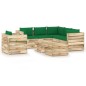 vidaXL Set Salotto da Giardino con Cuscini 8 pz Legno Impregnato Verde