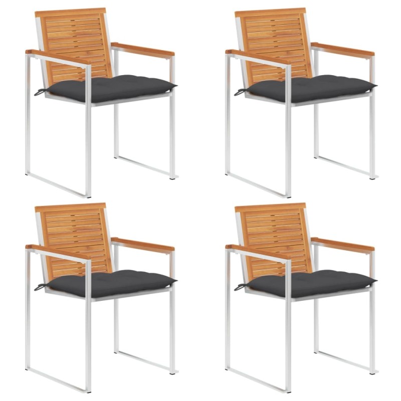 vidaXL Sedie da Giardino con Cuscini 4 pz in Legno Massello di Acacia vidaXL Sedie da Giardino con Cuscini 4 pz in Legno Massello di Acacia
