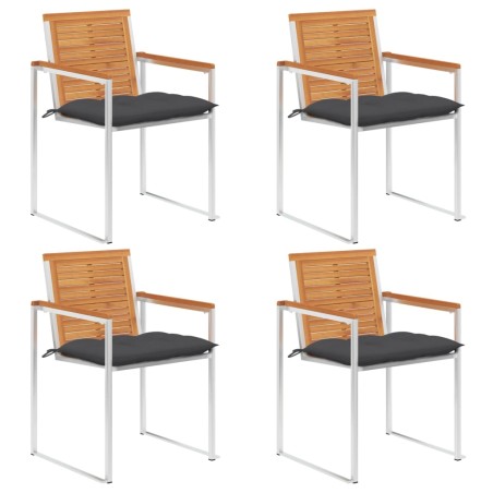 vidaXL Sedie da Giardino con Cuscini 4 pz in Legno Massello di Acacia