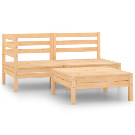 vidaXL Set Divani da Giardino 3 pz in Legno Massello di Pino