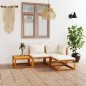 vidaXL Set Divani da Giardino 4 pz con Cuscini Crema in Legno Acacia vidaXL Set Divani da Giardino 4 pz con Cuscini Crema in Legno Acacia