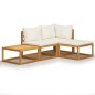 vidaXL Set Divani da Giardino 4 pz con Cuscini Crema in Legno Acacia vidaXL Set Divani da Giardino 4 pz con Cuscini Crema in Legno Acacia