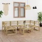 vidaXL Set Divani da Giardino 7 pz in Legno di Pino Impregnato Verde