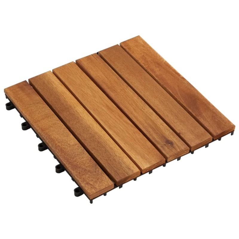 Set 10 pz Piastrelle acacia per pavimento 30 x 30 cm Modello verticale Set 10 pz Piastrelle acacia per pavimento 30 x 30 cm Modello verticale