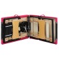Lettino Massaggio Pieghevole a 4 Sezioni Legno Nero e Rosa Lettino Massaggio Pieghevole a 4 Sezioni Legno Nero e Rosa