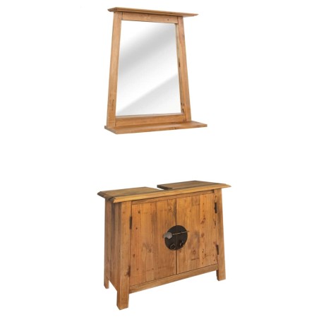 vidaXL Set Mobili da Bagno in Legno Massello di Pino