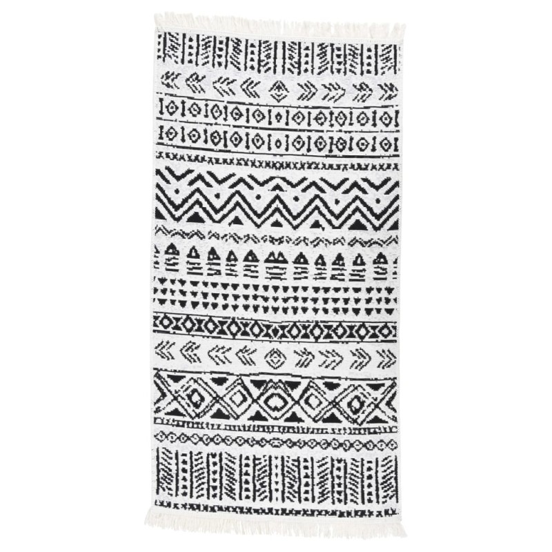 vidaXL Tappeto Nero e Bianco 80x150 cm in Cotone vidaXL Tappeto Nero e Bianco 80x150 cm in Cotone