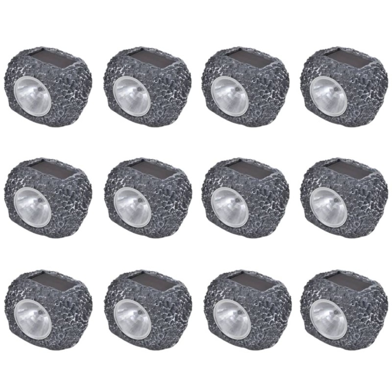 Outdoor Faretti Solari con LED Forma Pietra 12 pz Outdoor Faretti Solari con LED Forma Pietra 12 pz