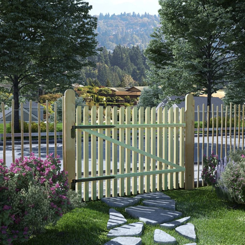 vidaXL Cancello Giardino con Paletti Legno Pino Impregnato 100x75 cm vidaXL Cancello Giardino con Paletti Legno Pino Impregnato 100x75 cm