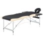 Lettino Massaggio Pieghevole 2 Zone in Alluminio Nero e Beige Lettino Massaggio Pieghevole 2 Zone in Alluminio Nero e Beige