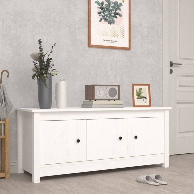 Scarpiera Bianca 110x38x45,5 cm in Legno Massello di Pino Scarpiera Bianca 110x38x45,5 cm in Legno Massello di Pino