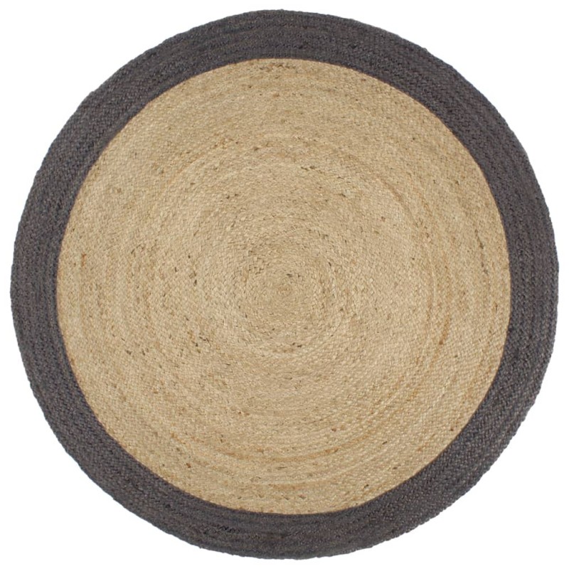 vidaXL Tappeto Lavorato a Mano in Juta con Bordo Grigio Scuro 210 cm vidaXL Tappeto Lavorato a Mano in Juta con Bordo Grigio Scuro 210 cm