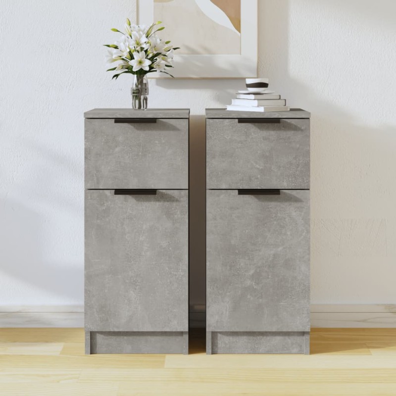 vidaXL Credenze 2 pz Grigio Cemento 30x30x70 cm in Legno Multistrato vidaXL Credenze 2 pz Grigio Cemento 30x30x70 cm in Legno Multistrato