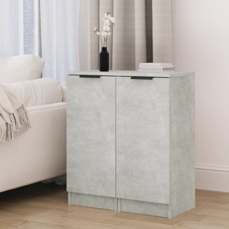 vidaXL Credenze 2 pz Grigio Cemento 30x30x70 cm in Legno Multistrato
