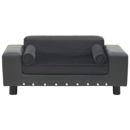 vidaXL Divano per Cani Grigio Scuro 81x43x31cm in Peluche e Similpelle