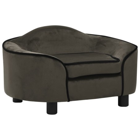 vidaXL Divano per Cani Grigio Scuro 67x47x36 cm in Peluche
