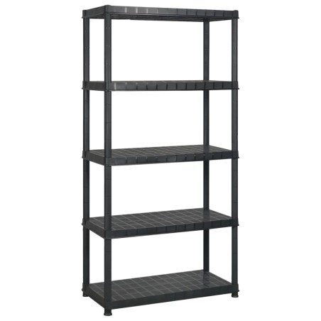 vidaXL Scaffale a 5 Ripiani Nero 255x40x185 cm in Plastica