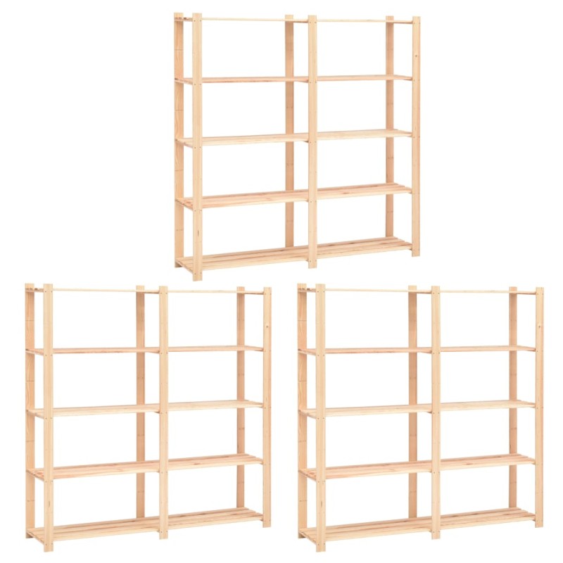 vidaXL Scaffali a 5 Livelli 3 pz 80x38x170 cm in Massello Pino 500 kg vidaXL Scaffali a 5 Livelli 3 pz 80x38x170 cm in Massello Pino 500 kg