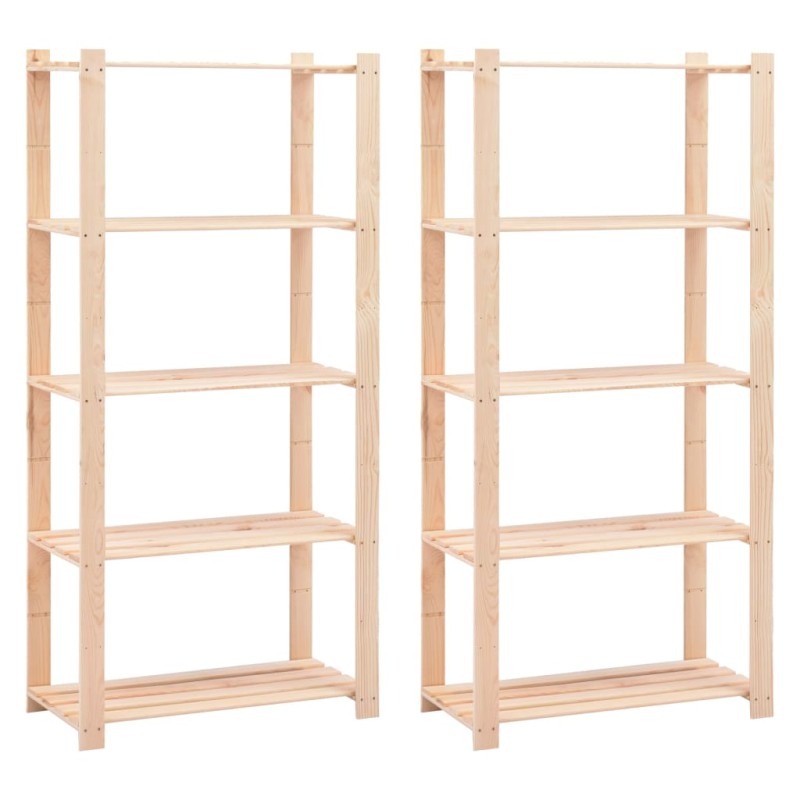 vidaXL Scaffali a 5 Livelli 2 pz 80x38x170 cm in Massello Pino 250 kg vidaXL Scaffali a 5 Livelli 2 pz 80x38x170 cm in Massello Pino 250 kg