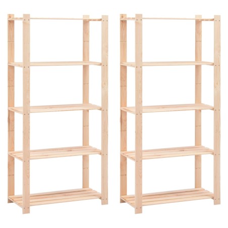 vidaXL Scaffali a 5 Livelli 2 pz 80x38x170 cm in Massello Pino 250 kg