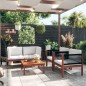 vidaXL Set Divani da Giardino 5 pz con Cuscini Crema Massello Acacia