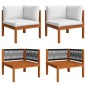 vidaXL Set Divani da Giardino 5 pz con Cuscini Crema Massello Acacia