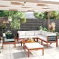 vidaXL Set Divani da Giardino 8 pz con Cuscini Crema Massello Acacia vidaXL Set Divani da Giardino 8 pz con Cuscini Crema Massello Acacia