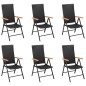 vidaXL Set da Pranzo da Giardino 7 pz Nero e Marrone vidaXL Set da Pranzo da Giardino 7 pz Nero e Marrone