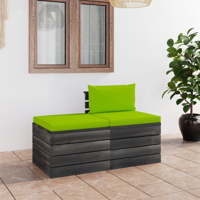 vidaXL Set Divani da Giardino su Pallet 2 pz con Cuscini Massello Pino vidaXL Set Divani da Giardino su Pallet 2 pz con Cuscini Massello Pino