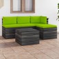 vidaXL Set Divani da Giardino su Pallet 5 pz con Cuscini Massello Pino vidaXL Set Divani da Giardino su Pallet 5 pz con Cuscini Massello Pino