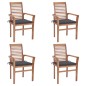 vidaXL Sedie da Pranzo 4 pz con Cuscini Antracite in Massello di Teak vidaXL Sedie da Pranzo 4 pz con Cuscini Antracite in Massello di Teak
