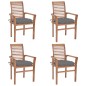 vidaXL Sedie da Pranzo 4 pz con Cuscini Grigi in Massello di Teak vidaXL Sedie da Pranzo 4 pz con Cuscini Grigi in Massello di Teak