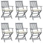 vidaXL Sedie da Giardino Pieghevoli 6pz con Cuscini in Massello Acacia vidaXL Sedie da Giardino Pieghevoli 6pz con Cuscini in Massello Acacia