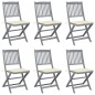 vidaXL Sedie da Giardino Pieghevoli 6pz con Cuscini in Massello Acacia vidaXL Sedie da Giardino Pieghevoli 6pz con Cuscini in Massello Acacia