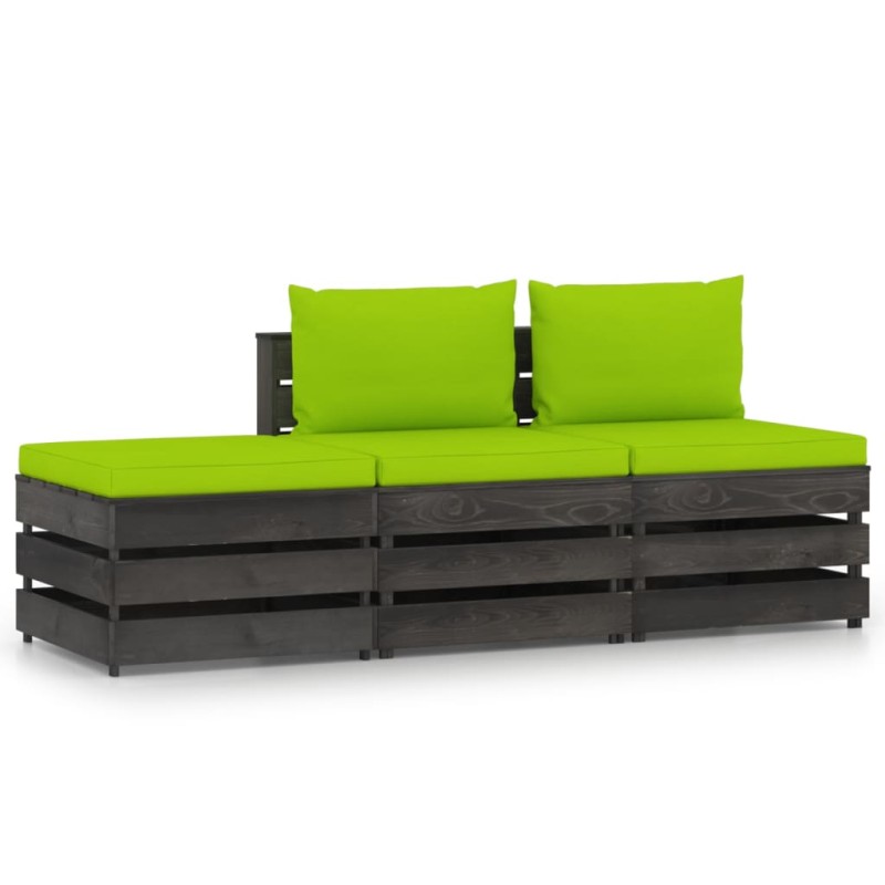 vidaXL Set Divani da Giardino con Cuscini 3 pz Legno Impregnato Grigio