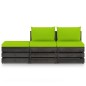 vidaXL Set Divani da Giardino con Cuscini 3 pz Legno Impregnato Grigio