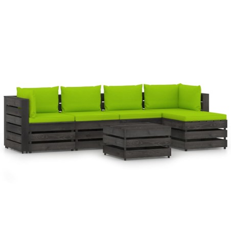 vidaXL Set Divani da Giardino con Cuscini 6 pz Legno Impregnato Grigio