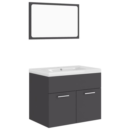 vidaXL Set Mobili da Bagno Grigio in Truciolato