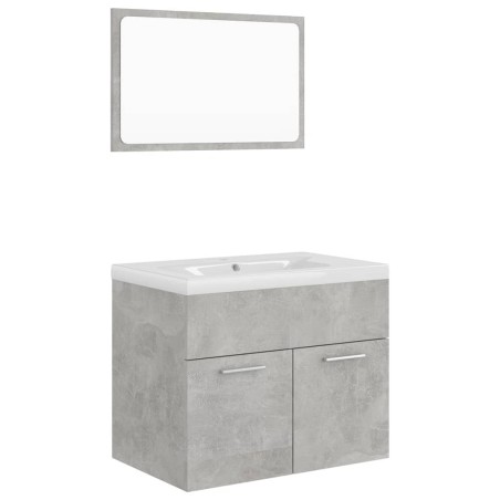 vidaXL Set Mobili da Bagno Grigio Cemento in Truciolato