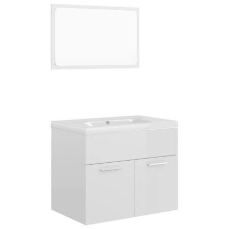 vidaXL Set Mobili da Bagno Bianco Lucido in Truciolato